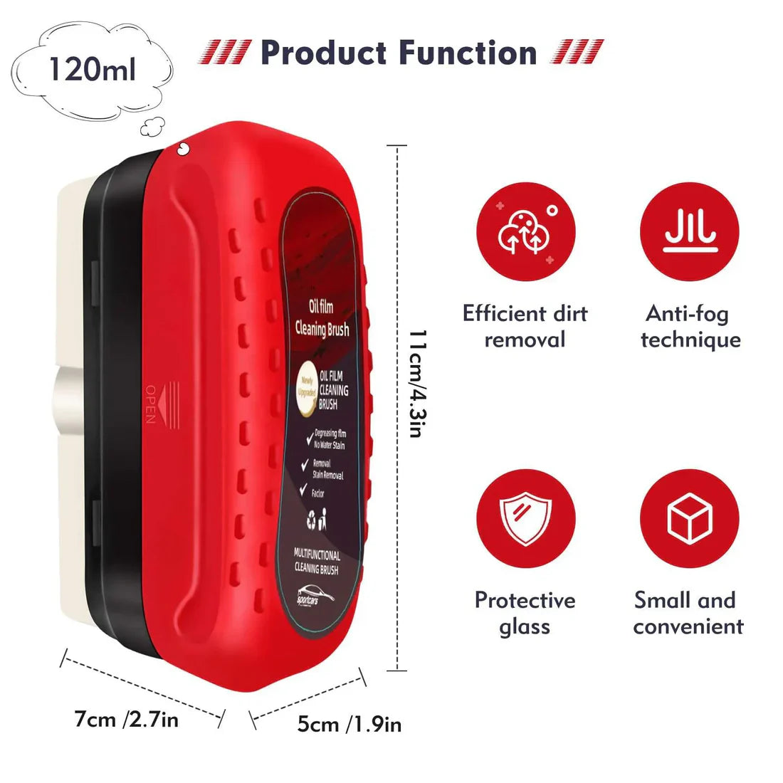 Car Windshield Cleaning Brush | Removes Oil Film, Water Spots, Grease & Wiper Marks