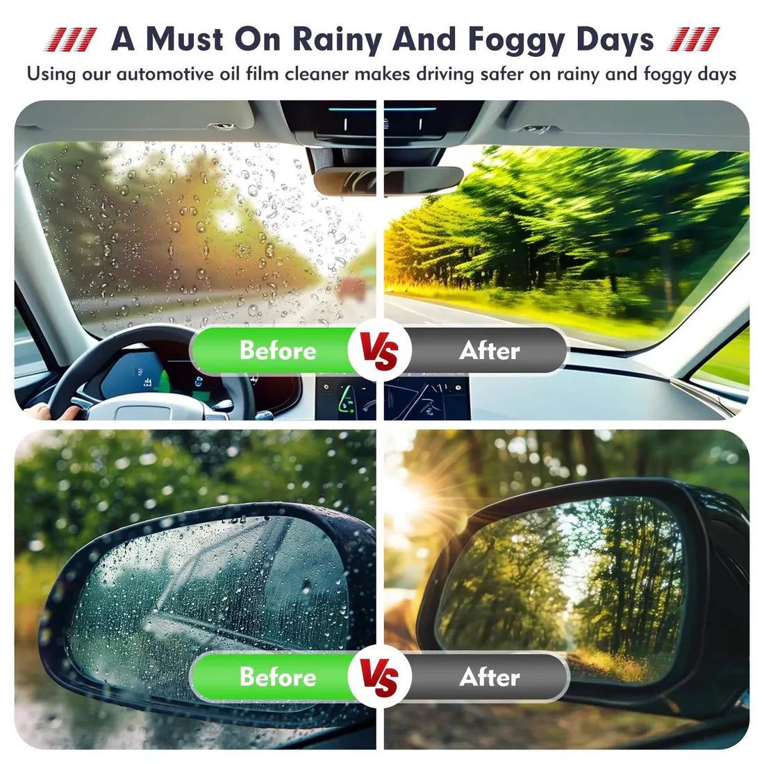 Car Windshield Cleaning Brush | Removes Oil Film, Water Spots, Grease & Wiper Marks